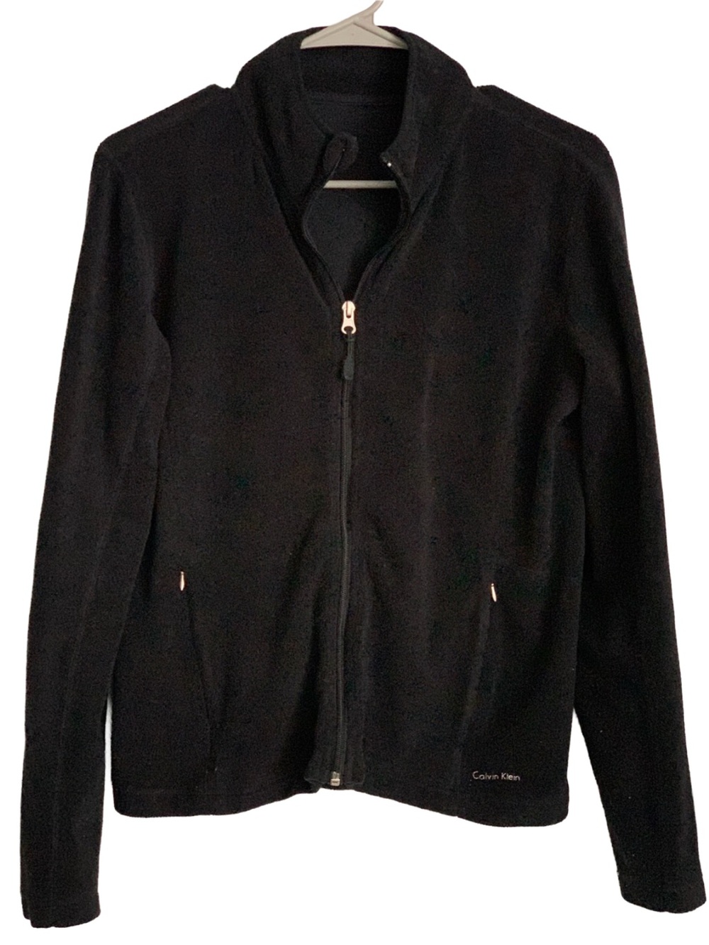 CALVIN KLEIN Women’s Black Fleece Full Zipper Front Athleisure Jacket